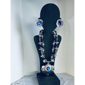 Anthony‎ Alexander Runway Silvertone art glass Earrings & Necklace